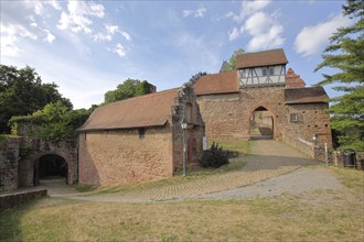 Castle built in 1270 with gatehouse in Hirschhorn am Neckar, Neckar Valley, Odenwald, Hesse,