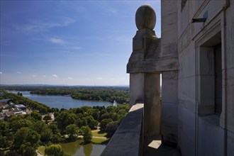 New Town Hall, view from the Town Hall Tower to the Maschsee, Hanover, Lower Saxony, Germany,