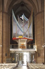 Modern organ of the Gothic Elisabethkirche, interior view, Marburg, Hesse, Germany, Europe