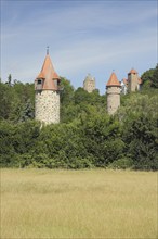 Four towers view in Fritzlar, tower, cityscape, looking out, forest, Hesse, Germany, Europe