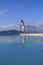 Woman by the pool, wellness, Khanyisa Mountain Lodge, Robertson, Western Cape, South Africa, Africa