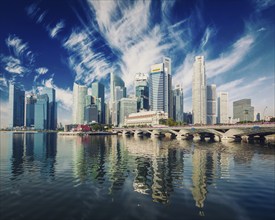 Vintage retro effect filtered hipster style image of Singapore business district skyscrapers