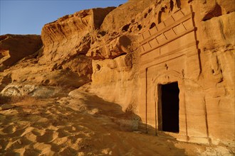 Nabataean tomb at Djabal Al-Ahmar in first daylight, Tomb of Hinat (IGN 117), Hegra or Madain