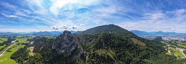 View from the summit of Nockstein to Gaisberg, Osterhorngruppe, Flachgau, Land Salzburg, Austria,