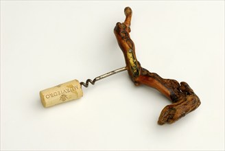 Corkscrew with cork, wine cork, cut-out, object