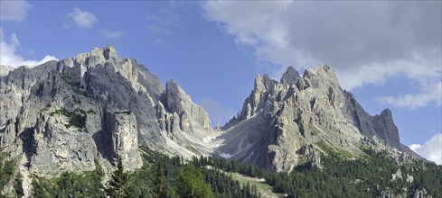 The mountain range Gruppo dei Cadini di Misurina in the Dolomites, Italy, Europe