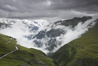 Rain clouds over the Franz-Josefs-Straße, Grossglockner High Alpine Road near Heiligenblut am