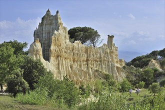 Strange rock formations created by water erosion at the Orgues d'Ille-sur-Têt in the