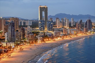 Skyline of Benidorm with the high-rise Intempo, with 192 metres the highest residential building in