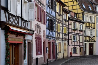 Half-timbered facades, Petite Venise, Little Venice, Colmar, Département Haut-Rhin, Alsace, France,