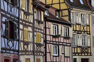 Half-timbered facades, Petite Venise, Little Venice, Colmar, Département Haut-Rhin, Alsace, France,