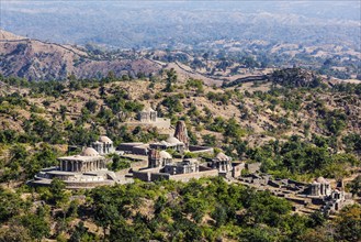 Hindu temples inside Kumbhalgarh fort. Rajasthan, India, Asia