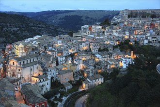 City of Ragusa, the late Baroque district of Ragusa Ibla by night, Unesco World Heritage Site,