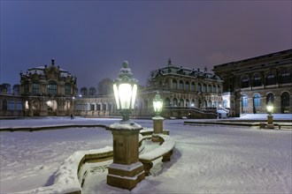 Zwinger in winter, Winter, the Dresden Zwinger, is one of the most important Baroque buildings from