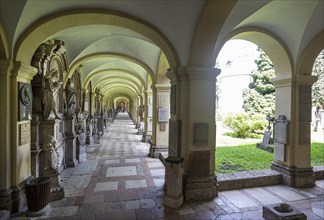 Crypt arcades, grave counters in the arcade of St. Sebastian's Cemetery, Church of St. Peter,