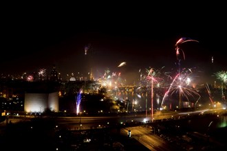 New Year's Eve fireworks over the historic city centre of Dresden