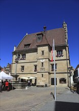 Germany, Middle Franconia, town of Weissenburg, houses and town hall on the market square, Europe