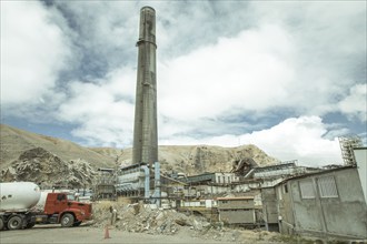 Chimney of the smelting furnace, La Oroya, Peru, South America