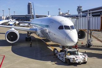 A Zipair Boeing 787-8 Dreamliner aircraft with the registration JA850J at Tokyo Narita Airport