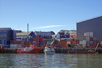 Container, Fishing boats, Halls, Fishing, Ilulissat, Arctic, Disko Bay, Greenland, Denmark, North