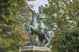 Equestrian Monument to King John III Sobieski, Old Town, Gdansk, Pomeranian Voivodeship, Poland,