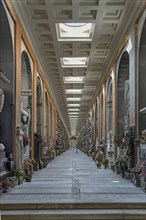 Covered tombs at the Monumental Cemetery, Cimitero monumentale di Staglieno), Genoa, Italy, Europe