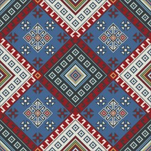 Traditional Georgian folk art embroidery vector pattern