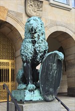 Golden Gate with the Two Lions by Georg Wrba, The New Town Hall in Dresden, Saxony, Germany, Europe