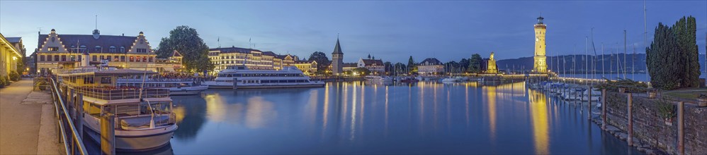 Lindau Harbour Illuminated Panorama Germany