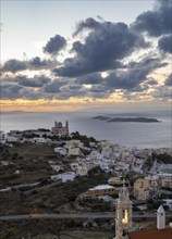 View from Ano Syros to the houses of Ermoupoli with the Anastasi Church or Church of the