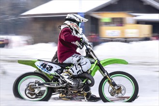 Skijoring, motorbike, snow, competition, motorsport, lenggries, Bavaria, Germany, Europe