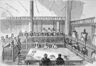 A session of the Supreme Court in Madras, 1869, India, Historic, digitally restored reproduction of