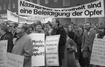 Organisations of French Jews and German Nazi victims demonstrated for a condemnation of Gestapo and