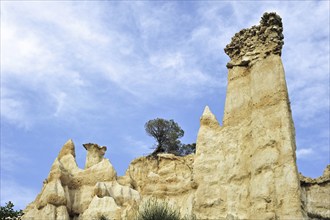 Strange rock formations created by water erosion at the Orgues d'Ille-sur-Têt in the