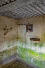 Bunker from inside, Bunker Cheneux, bright, corrugated metal ceiling, 2nd World War, built