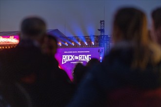 Adenau, Germany, 7 June 2024: Fans enjoy the Rock am Ring Festival during the blue hour. The