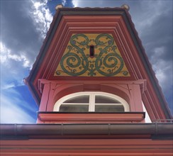 Historic lift bay window on a residential building in the old town, Weißgerbergasse 29, Nuremberg,