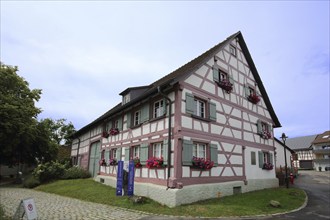 Half-timbered house and Hermann Hesse Museum, residence, Gaienhofen, Untersee, Lake Constance, Lake