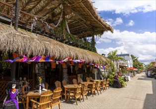 Isla Mujeres, Quintana Roo, Mexico, 10 September, 2021: Cafes, pubs and restaurants of the tropical