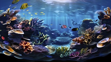 AI generated virtual reality experience of the breathtaking diversity of a coral reef