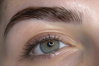 Close up of full woman's eyebrows. Generative Ai, AI generated