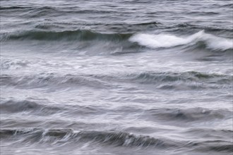 Waves, long exposure, wipe effect, Søndervig beach, North Sea, Denmark, Europe