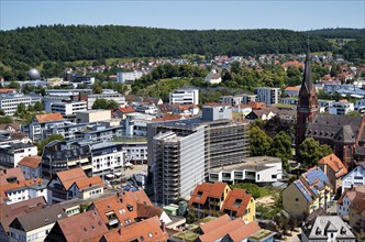 View of the old town with St Paul's Church, town hall, Heidenheim an der Brenz, Baden-Württemberg,