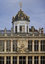 Baroque façade of the guild house Au Roi d'Espagne with dome, Guild of Bakers, Grand-Place, Grote