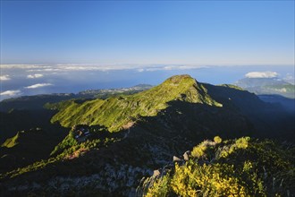 View from hike trail path to Pico Ruivo, Madeira