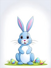 A simple cartoon Easter bunny with a white background, abstract illustration, AI generated