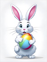 A simple cartoon Easter bunny with a white background, abstract illustration, AI generated