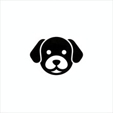 Abstract black icon of a charming dog, illustration on white background, AI generated