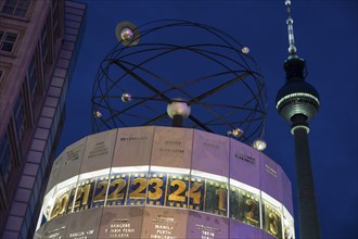 The World Time Clock in front of the Berlin TV Tower on Alexanderplatz, Berlin, 21 December 2024