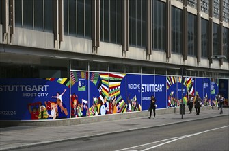 Banner, advertising and logo of the UEFA euro 2024 European Football Championship in Germany,